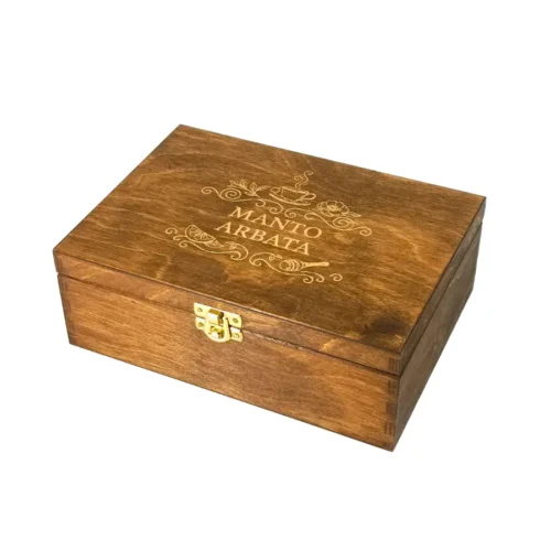 Medinė arbatos dėžė su 6 skyriais | Vidutinio dydžio dėžė arbatai