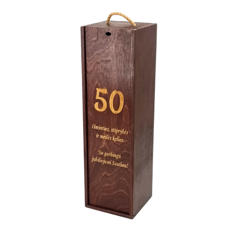 medinė dėžė vyno buteliui