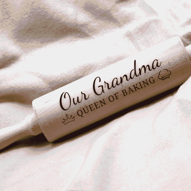 Graviruotas medinis kočėlas iš buko medienos su pasirinktu tekstu