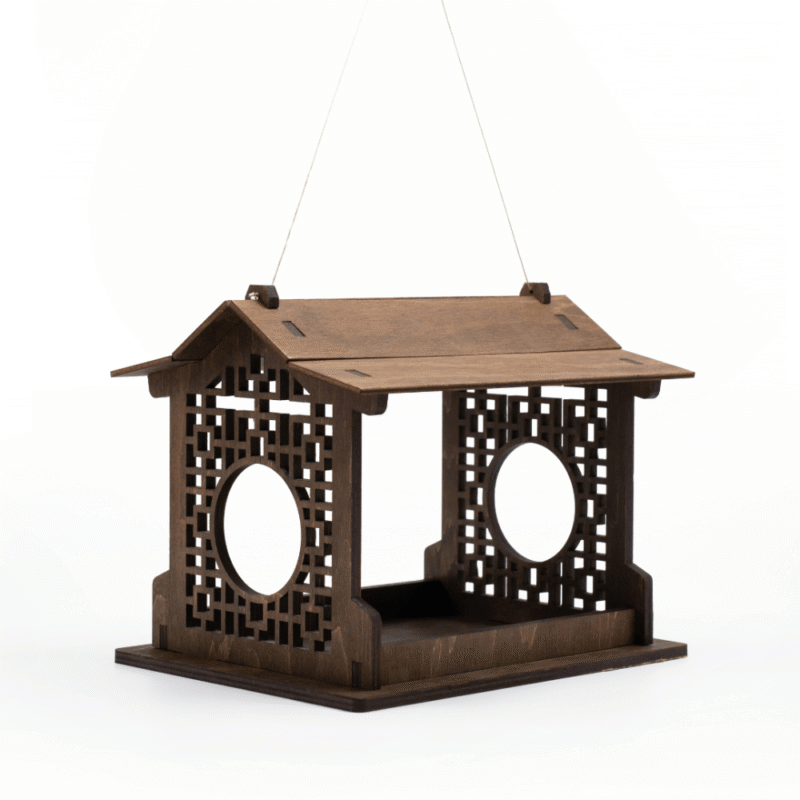 Medinė paukščių lesykla – azijietiško stiliaus, pakabinama, DIY rinkinys