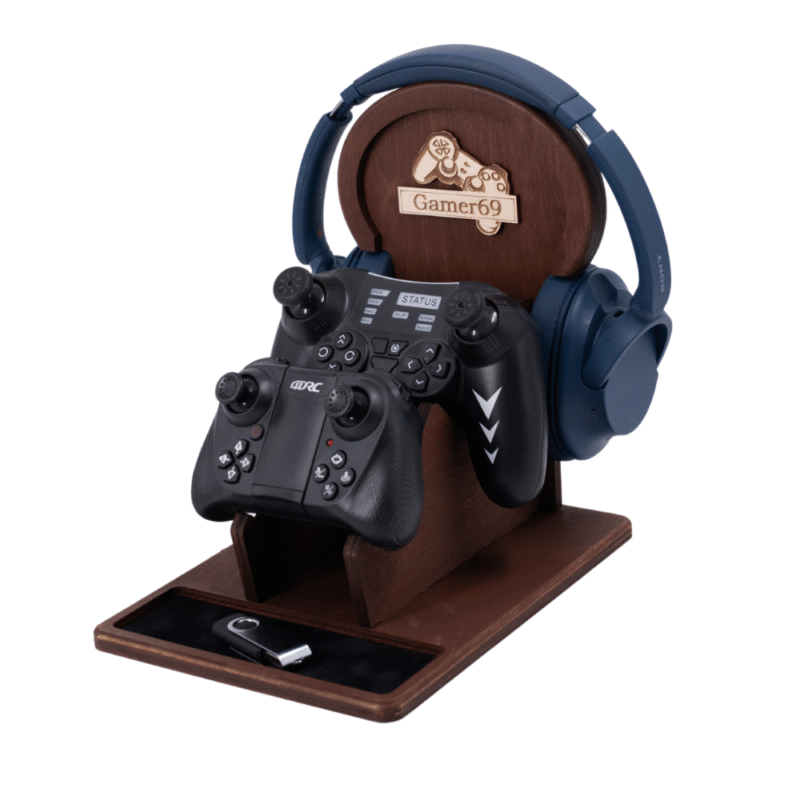 Medinis geimerio stovas su vieta ausinėms, dviems pulteliams ir personalizavimu