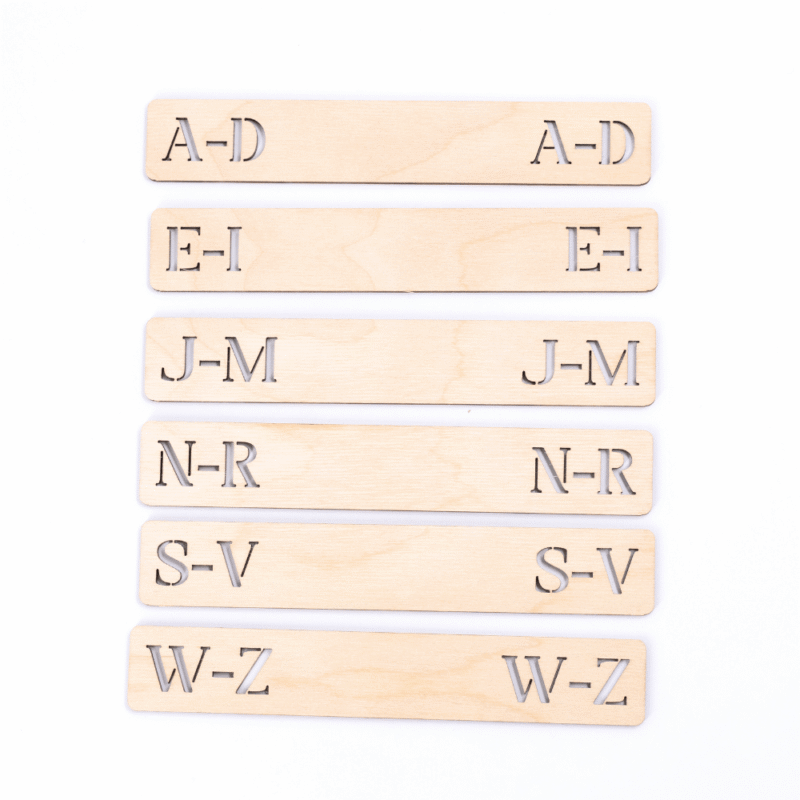 Abėcėliniai CD/DVD/Knygų skirtukai – Abėcėliniai žymekliai kolekcijoms