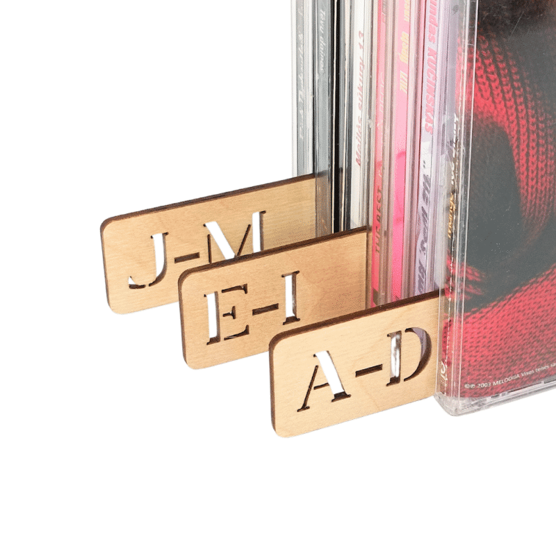 Abėcėliniai CD/DVD/Knygų skirtukai – Abėcėliniai žymekliai kolekcijoms