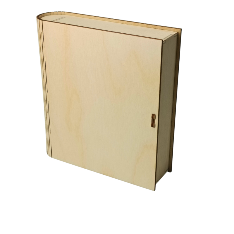 Medinė dėžutė knygos formos Medinė dėžutė knygos formos su lankstomuoju viršeliu – iš natūralios faneros