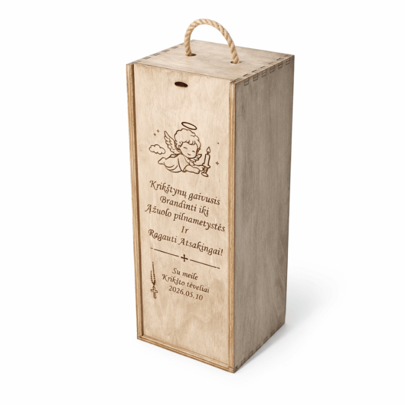 1 Medinė dėžė viskio buteliui su graviravimu – 28x10,5x10,5 cm