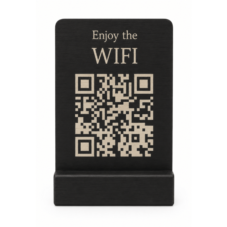 QR kodų stovelis su WIFI nuorodomis