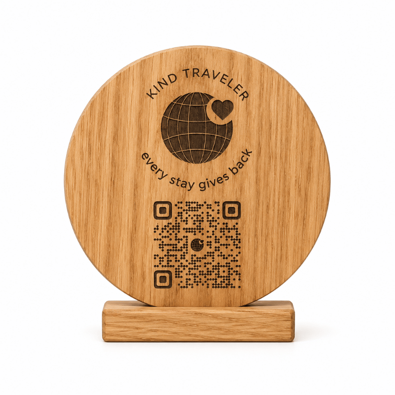 Restaurant accessories 21 Medinis stovas su QR kodu skenavimui